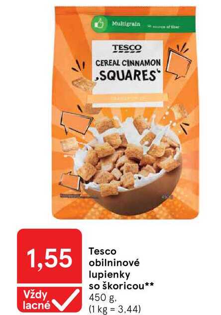 Tesco obilninové lupienky so škoricou 450 g