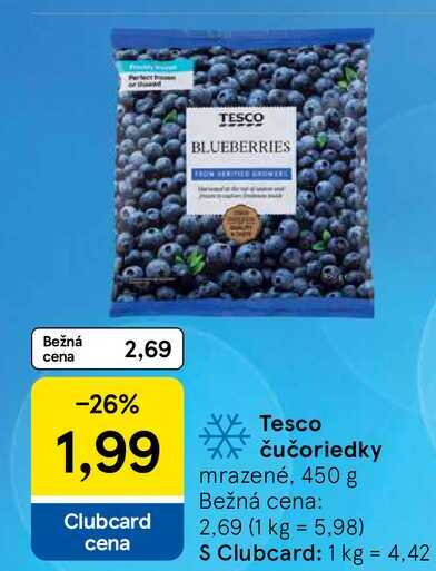Tesco čučoriedky mrazené, 450 g