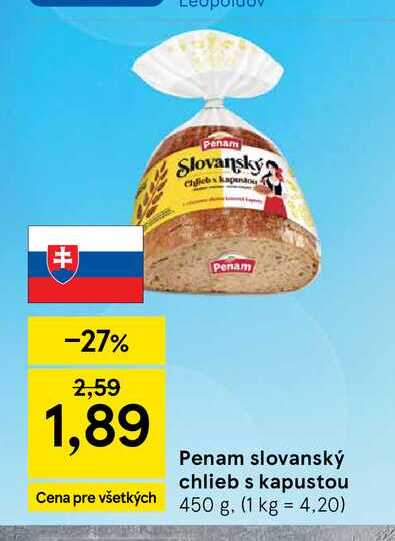 Penam slovanský chlieb s kapustou 450 g