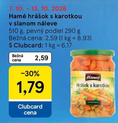 Hamé hrášok s karotkou v slanom náleve 510 g