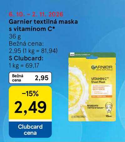 Garnier textilná maska s vitamínom C 36 g