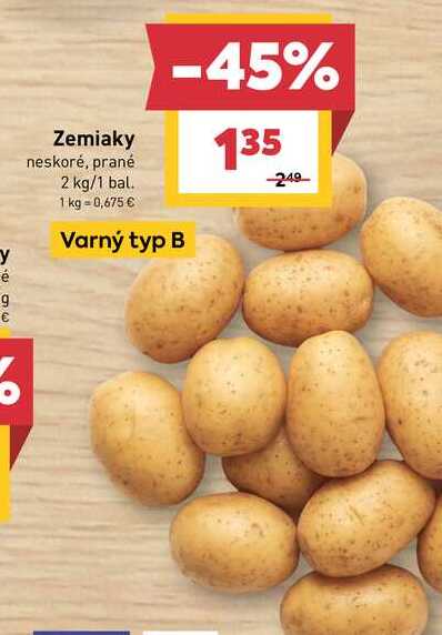 Zemiaky neskoré, prané 2 kg/1 bal. 