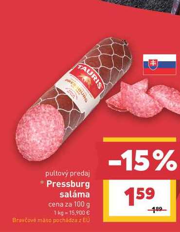 Pressburg saláma cena za 100 g