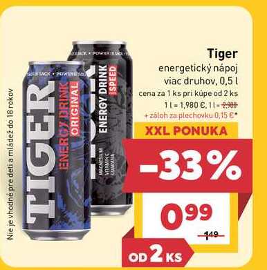 Tiger energetický nápoj viac druhov, 0,5l