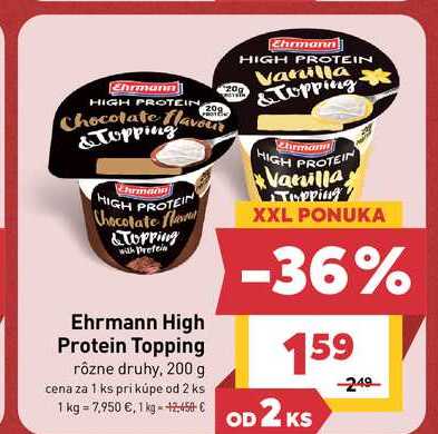 Ehrmann High Protein Topping rôzne druhy, 200 g