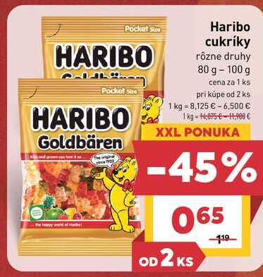 Haribo cukríky rôzne druhy 80 g - 100 g