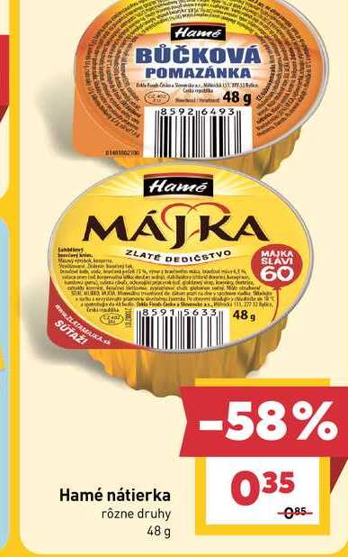 Hamé nátierka rôzne druhy 48 g