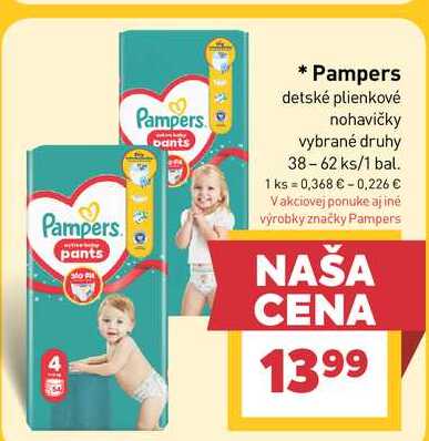 Pampers detské plienkové nohavičky vybrané druhy 38-62 ks/1 bal.