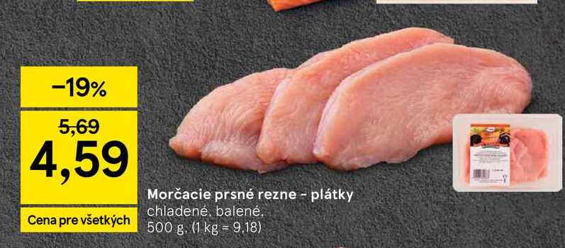 Morčacie prsné rezne - plátky chladené, balené 500 g