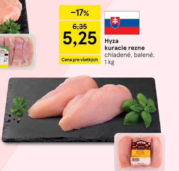 Hyza kuracie rezne chladené, balené, 1 kg