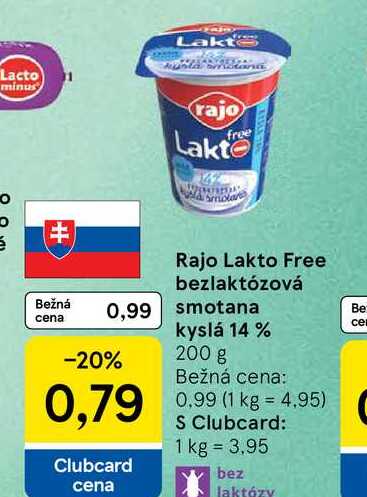 Rajo Lakto Free bezlaktózová smotana kyslá 14 % 200 g
