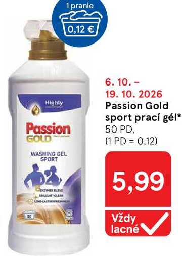 Passion Gold sport prací gél 50 PD
