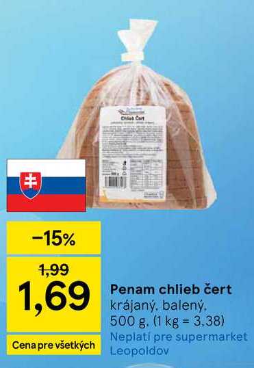 Penam chlieb čert krájaný, balený 500 g