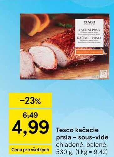 Tesco kačacie prsia sous-vide chladené, balené 530 g