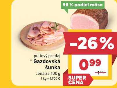 Gazdovská šunka cena za 100 g
