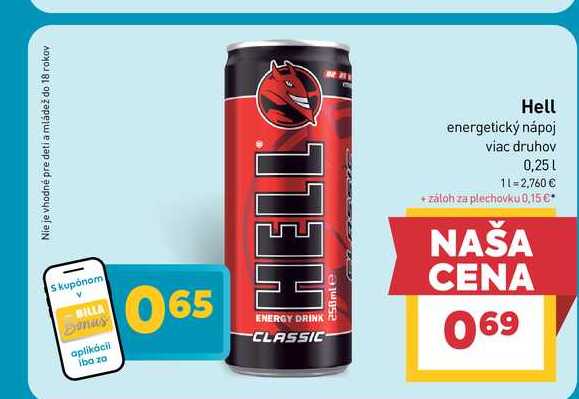 Hell energetický nápoj viac druhov 0,25l