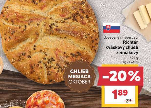 Richtár kváskový chlieb zemiakový 405 g 