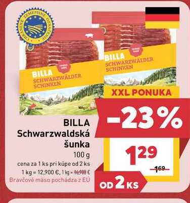 BILLA Schwarzwaldská šunka 100 g
