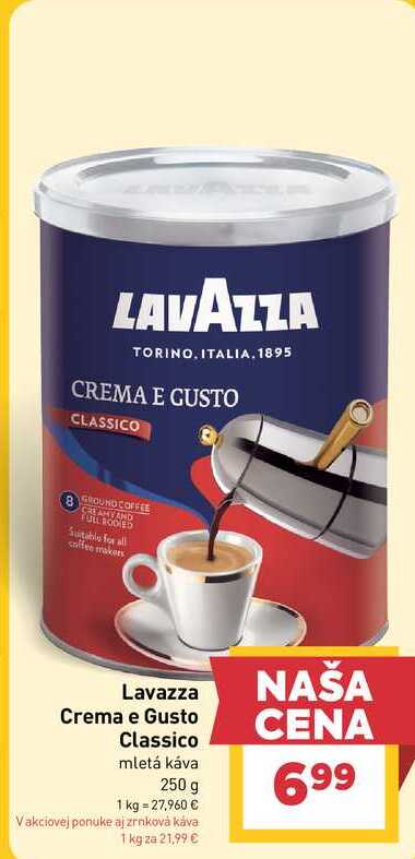 Lavazza Crema e Gusto Classico mletá káva 250 g