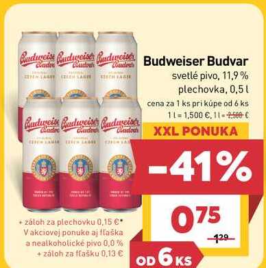 Budweiser Budvar svetlé pivo, 11,9% plechovka, 0,5l