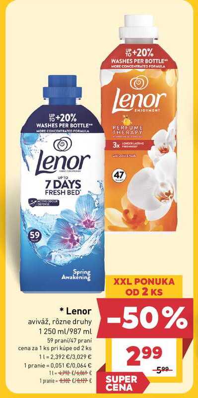 Lenor aviváž, rôzne druhy 1 250 ml/987 ml 59 praní/47 praní