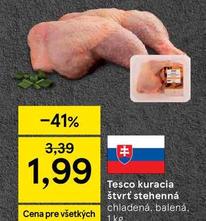Tesco kuracia štvrť stehenná chladená, balená 1 kg