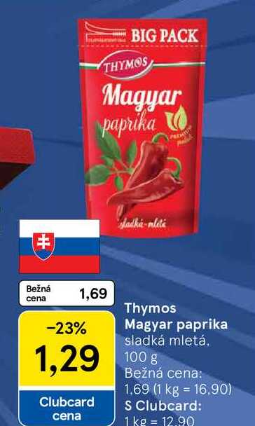 Thymos Magyar paprika sladká mletá, 100g 