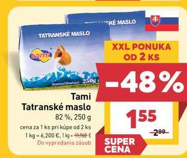 Tami Tatranské maslo 82%, 250 g
