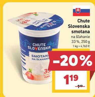 Chute Slovenska smotana na šľahanie 33%, 250 g 