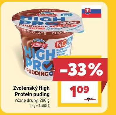Zvolenský High Protein puding rôzne druhy, 200 g