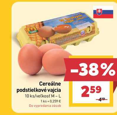Cereálne podstielkové vajcia 10 ks/veľkosť M-L 