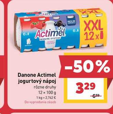 Actimel jogurtový nápoj rôzne druhy 12 x 100g  v akcii