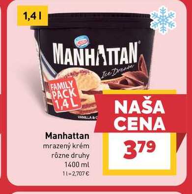 Manhattan mrazený krém rôzne druhy 1400 ml