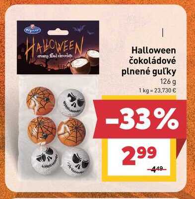 Halloween čokoládové plnené guľky 126 g