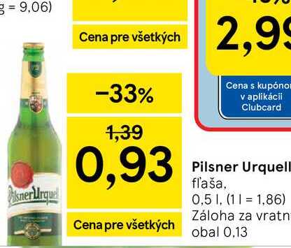 Pilsner Urquell fľaša 0,5l