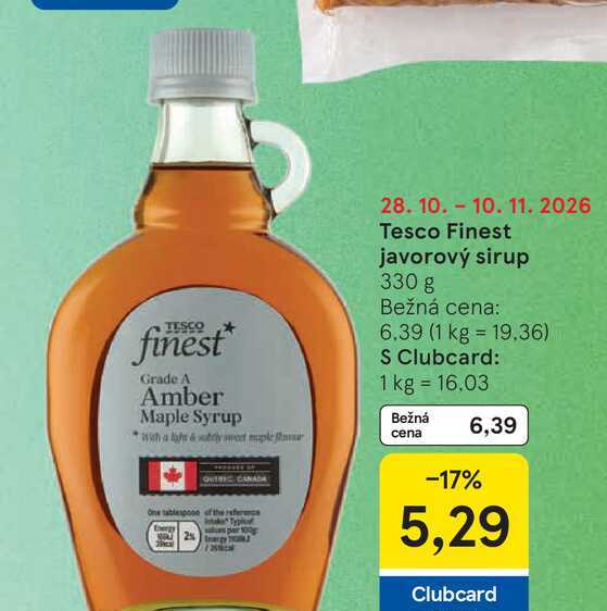 Tesco Finest javorový sirup 330 g