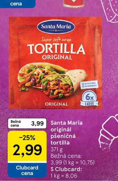 Santa Maria originál pšeničná tortilla 371g