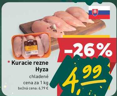 Kuracie rezne Hyza chladené cena za 1 kg 
