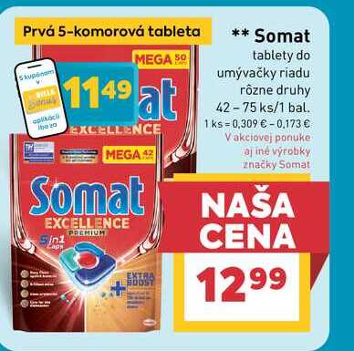 Somat tablety do umývačky riadu rôzne druhy 42-75 ks/1 bal.