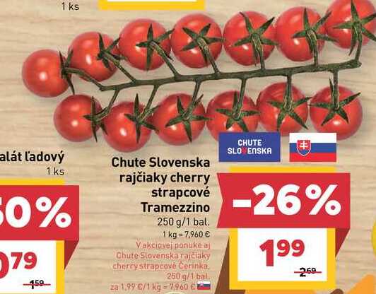 Chute Slovenska rajčiaky cherry strapcové Tramezzino 250 g/1 bal.