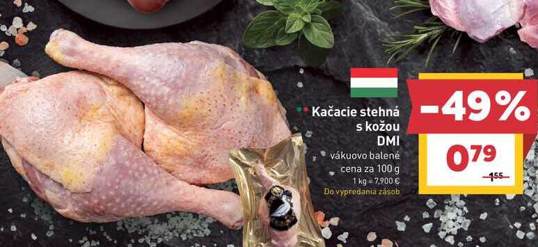 Kačacie stehná s kožou DMI vákuovo balené cena za 100 g