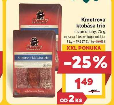 Kmotrova klobása trio rôzne druhy, 75 g