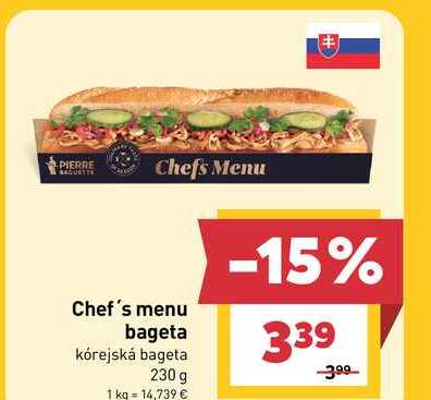 Menu Chef's menu bageta kórejská bageta 230 g