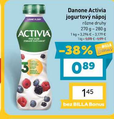 Danone Activia jogurtový nápoj rôzne druhy 270 g - 280 g  v akcii