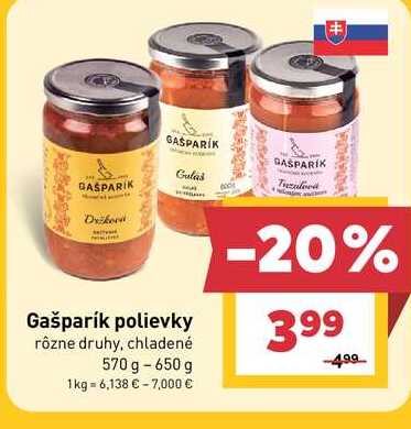 Gašparík polievky rôzne druhy, chladené 570 g -650 g