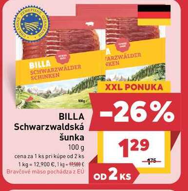 BILLA Schwarzwaldská šunka 100 g 