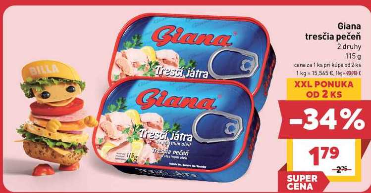Giana tresčia pečeň 2 druhy 115 g