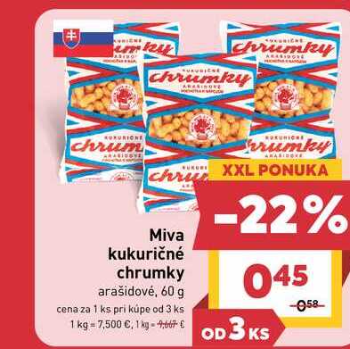 Miva kukuričné chrumky arašidové, 60 g