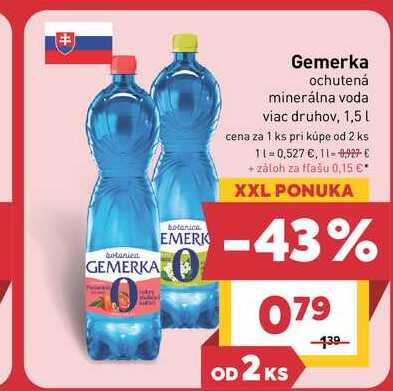 Gemerka ochutená minerálna voda viac druhov, 1,5L