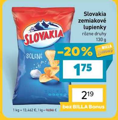 Slovakia zemiakové lupienky rôzne druhy 130g